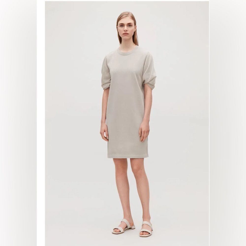 COS Cream Knitted Sheer Dress Puff Sleeves Size EUR XS - Picture 1 of 10